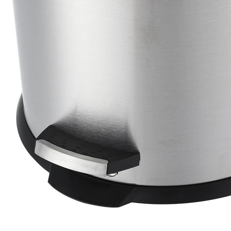 Stainless Steel Trash Can with Lid Foot Pedal Mute Slowly Down Living Room Bedroom Kitchen Garbage Bin