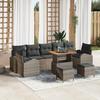 10-piece Garden Sofa Set with Gray Poly Rattan Acacia Cushions, 2-seater Garden Sofa with Cushions 3362383