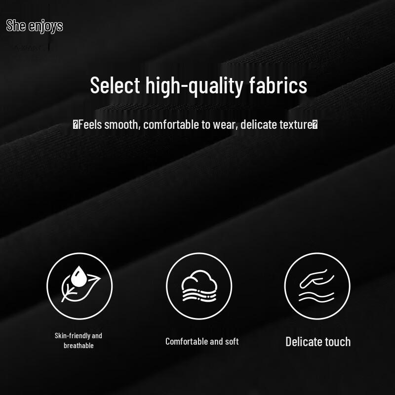 French Style V-Neck Pleated Short-Sleeve Black Midi Dress