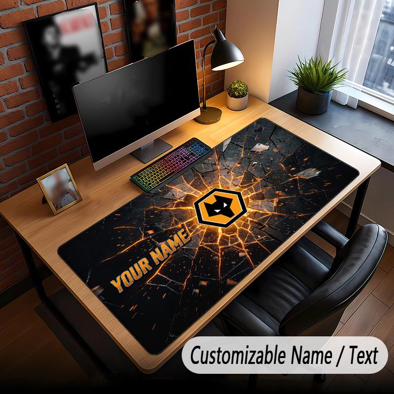 Large Mouse Pad Wolverhampton Wanderers Football Print Custom Name Text Desk Mat for Office Gaming