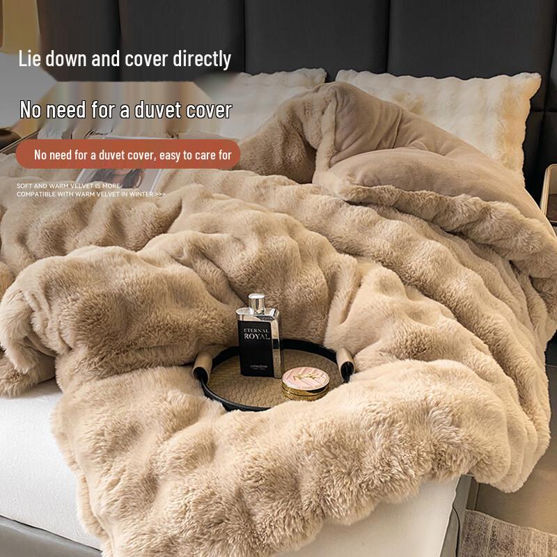 Thickened Imitation Rabbit Fur & Milk Velvet Quilt