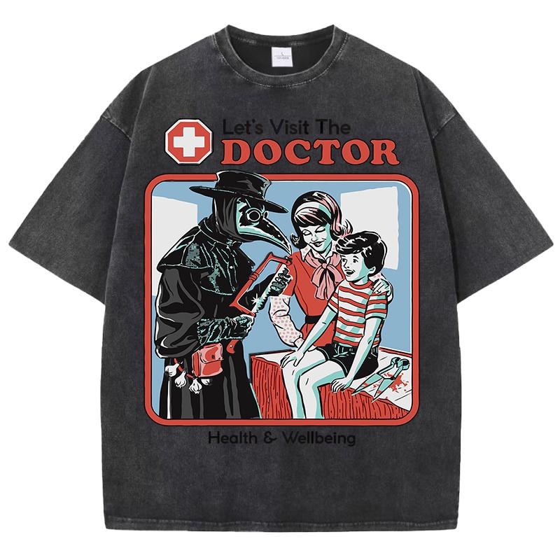 The Treating Doctor Design Washed T-Shirt Mens Summer Tee Shirts Cotton Comfortable Top Unisex Multicolor Soft Clothes