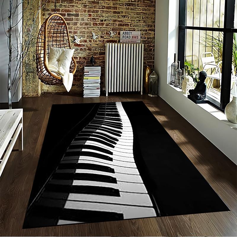 Modern Black and White Piano Keyboard Carpet for Home Decor Suitable for Use As an Anti-slip for Living Room Bedroom Sofas