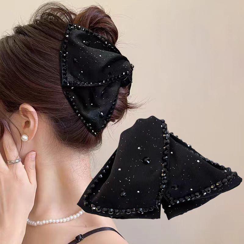 Large Rhinestones Bow Hair Claw Crab Elegant Pearls Hairpins Women Girls Sweet Hair Ornament Hair Clips Fashion Hair Accessories
