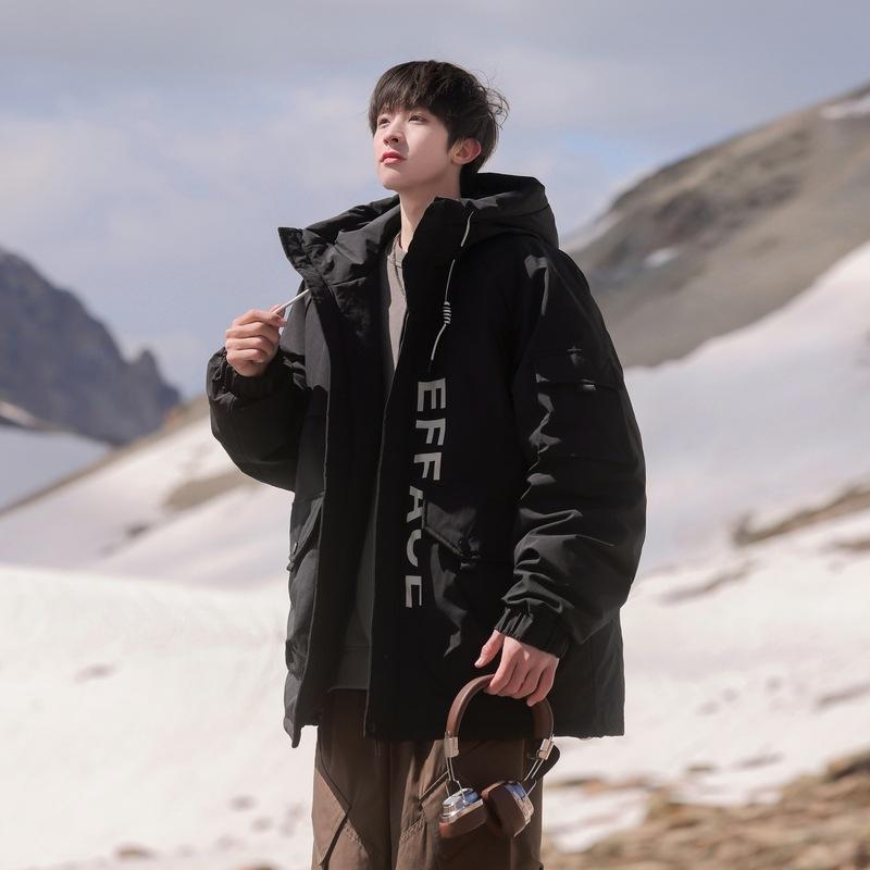 

Короткая зимняя куртка с капюшоном, новый модный тренд, пуховик из утиного пуха, утолщенный, ветрозащитный, теплый, повседневный, для холодной погоды, мужской 3XL