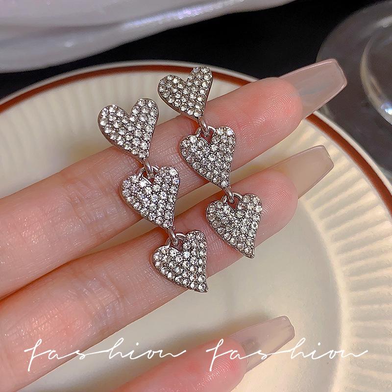 Korean-Style Diamond Tassel Bow Earrings - High-End Luxury Statement Jewelry