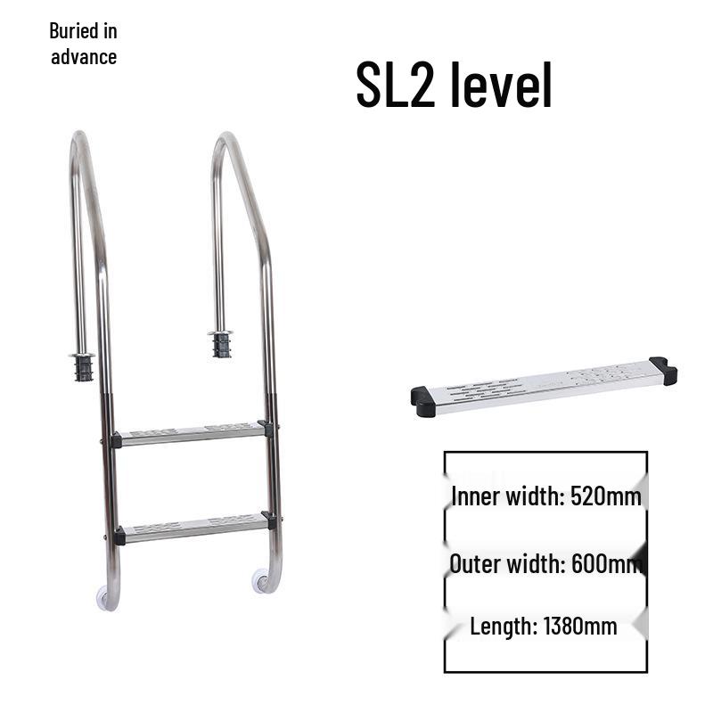 304 Stainless Steel Swimming Pool Ladder with Thickened Handrail and Pedal