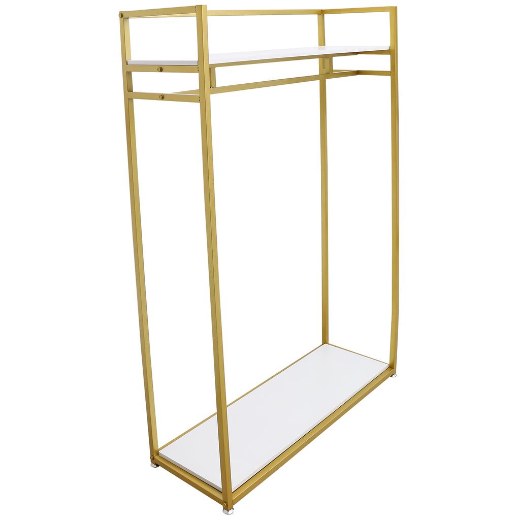 Golden Clothes Rack, Adjustable Garment Display Stand with Rolling Wheels, Freestanding Clothing Rack for Store, Boutique, Home