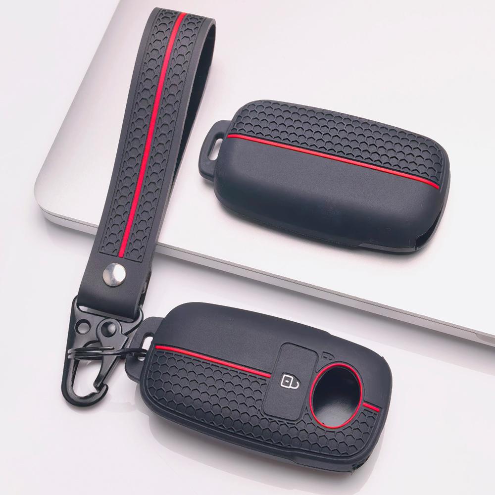 Soft Silicone Car Key Ring Strap for Toyota Raize Veloz Avanza Wigo Rush Calya Sigra Agya Honeycomb Texture Shockproof Key Ring Holder Protector