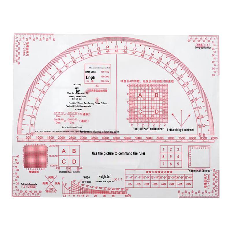 Tunan Military Tactical Map Reading Ruler