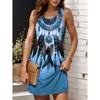 Women Casual Sleeveless U Neck Knee Length Dress Midi A Line Dress for Party Vacation Daily Wear