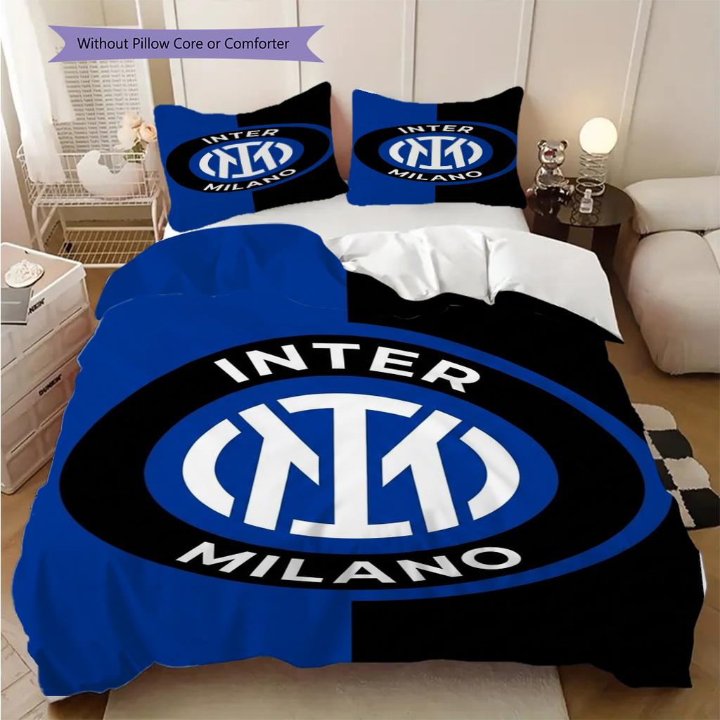 Biancheria da letto con design dello stemma dell'Inter (1 * copripiumino + 2 * federa, senza nucleo) Copripiumino e federa Set biancheria da letto Regalo di Natale compleanno