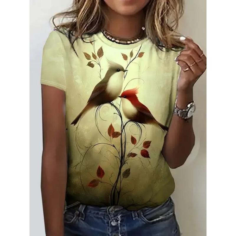 

Повседневная Модная Высококачественная Футболка с Коротким Рукавом и Круглым Вырезом с Анималистичным Принтом 6xl