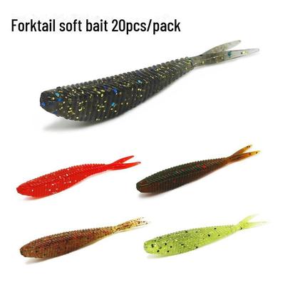 6cm Bionic Soft Worm Lure: Single/Double Color Fork Tail, 1.5g, Salt-Infused for Freshwater Mandarin Fish.