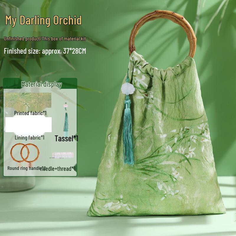 Bamboo Knot DIY Bag Kit - New Chinese Style Cotton Cheongsam Bag for Team Building & Salon Activities