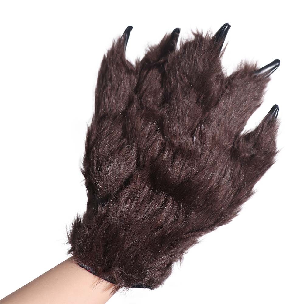 1 Pair Fluffy Werewolf Paws Mitten Fingerless Gorilla Gloves Halloween Wolf Gloves  Costumes