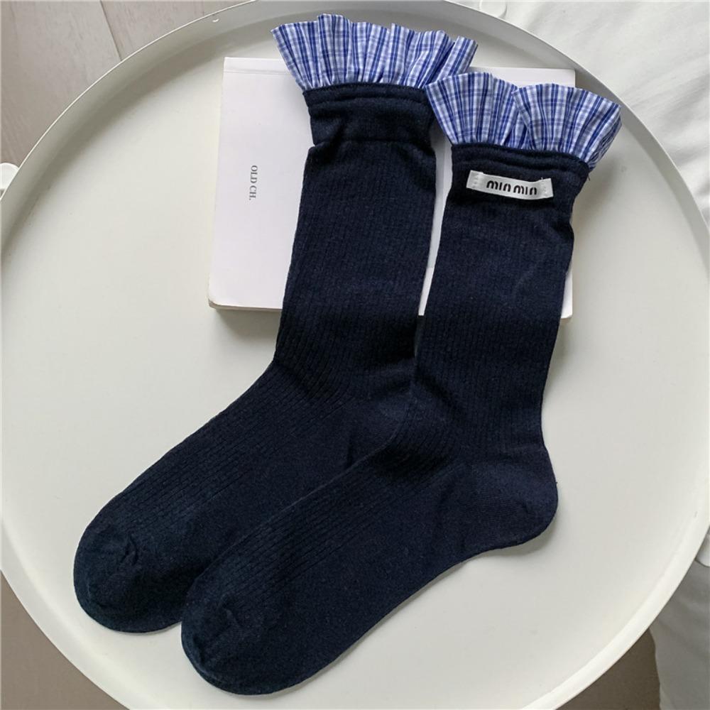 

Lace-up Knitted Socks Breathable Leg Socks Luxurious High Socks Lolita темно-синий