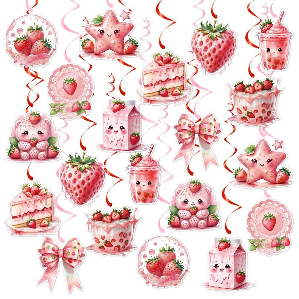 Baby Strawberry Theme Shower Decor With Spiral Decorations For Party Birthday