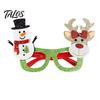 Cute Holiday Event Souvenirs Christmas Glasses, Glitter Party Glasses Frames, Novelty Elf Snowman Santa Claus Fun Festive Eyewear for Kids Reindeer