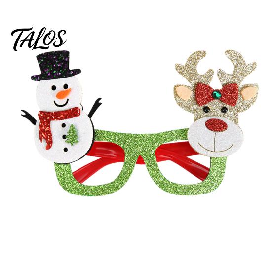 Cute Holiday Event Souvenirs Christmas Glasses, Glitter Party Glasses Frames, Novelty Elf Snowman Santa Claus Fun Festive Eyewear for Kids Reindeer