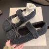 Feehaft ausländischer Stil flauschige Schuhe Damen Winterbekleidung Französisches Abend-Temperament Damen Samt Mary Jane Einzelne Schuhe Flache Baumwollschuhe