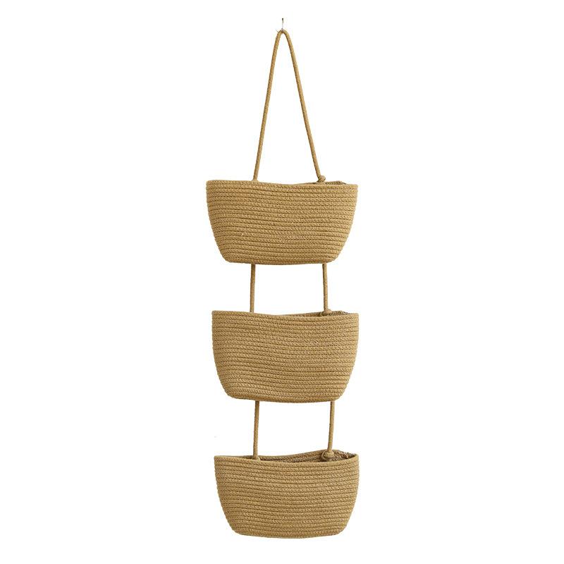 Wall-mounted hanging basket storage hanging basket decorative wall storage basket three-layer household home hanging