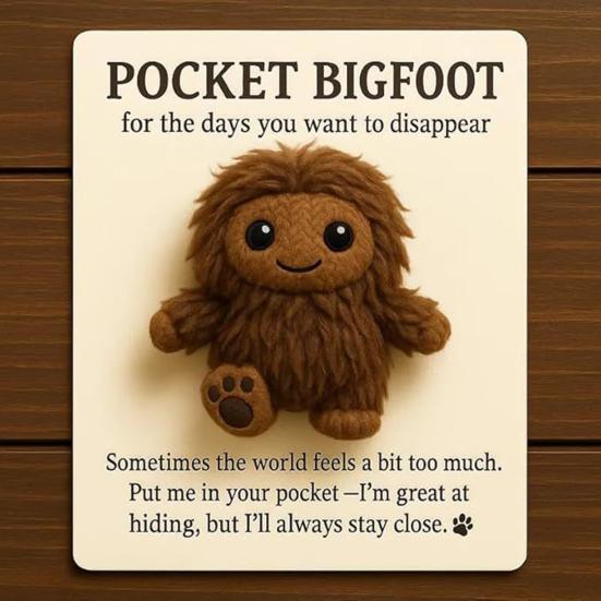 Pocket Sasquatch Plush Doll Emotional Support Stuffed Mini Sasquatch Portable Positive Animal