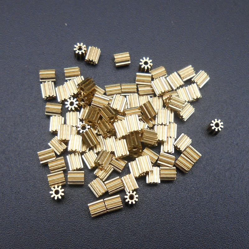 100Pcs/Lot 0.2M 9T 9T0.78A Small Brass Gear Spur Spindle Pinion 0.2 Modulus Bore Hole Aperture 0.78MM 9 Teeth OD 2.2MM L H 2.5MM