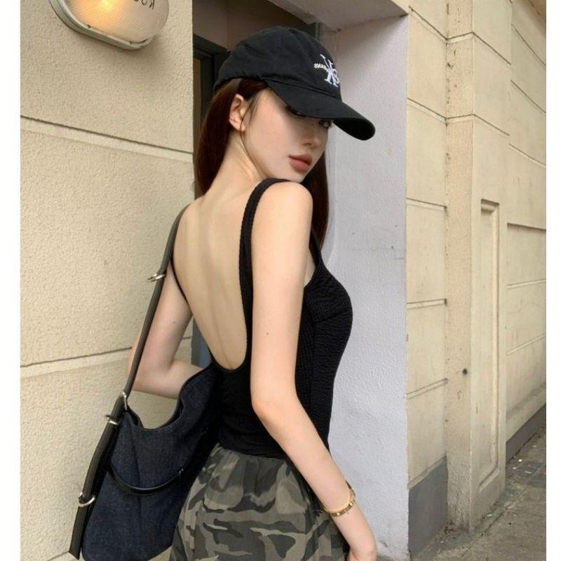 

Beauty Back Outwear Retro Summer Black Tops Sling Black without chest pad S
