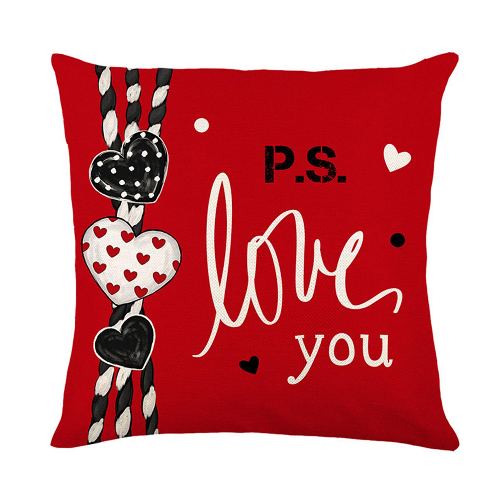 

Valentine s Day Pillowcase With Letter And Heart Design, Headboard Pillow, Festive Decoration Pillowcase One Size