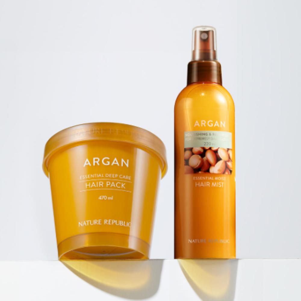 

NATURE REPUBLIC Special Set: Маска для волос Argan Essential Deep Care 470 мл и Спрей для волос 220 мл (Восстановление повреждений и увлажнение)