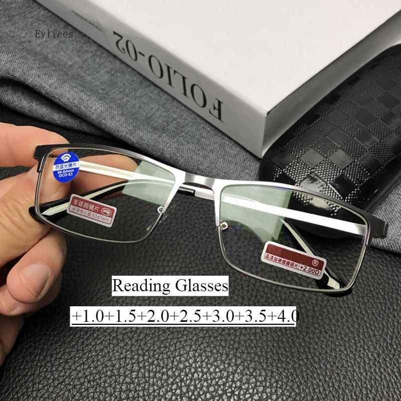 Stainless Steel Frame Anti Blue Light Presbyopic Glasses For Business, Middle-aged And Elderly High-end Men And Women +100 +400