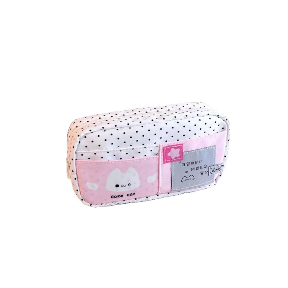 Cute Cat Pencil Case Large Capacity Pen Bags Stationery Bag Multi-layer Pencil Bag Student Stationery Organizer School Supplies