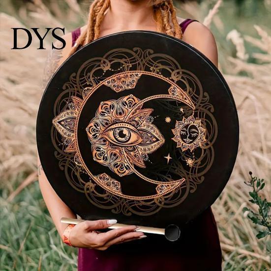 Pure Sound Drum Shaman 10 Zoll Handgefertigt Hand mit Stock Baum Walnuss des Lebens Heilungsinstrument für Spirituelle Musik Reflexion Meditation