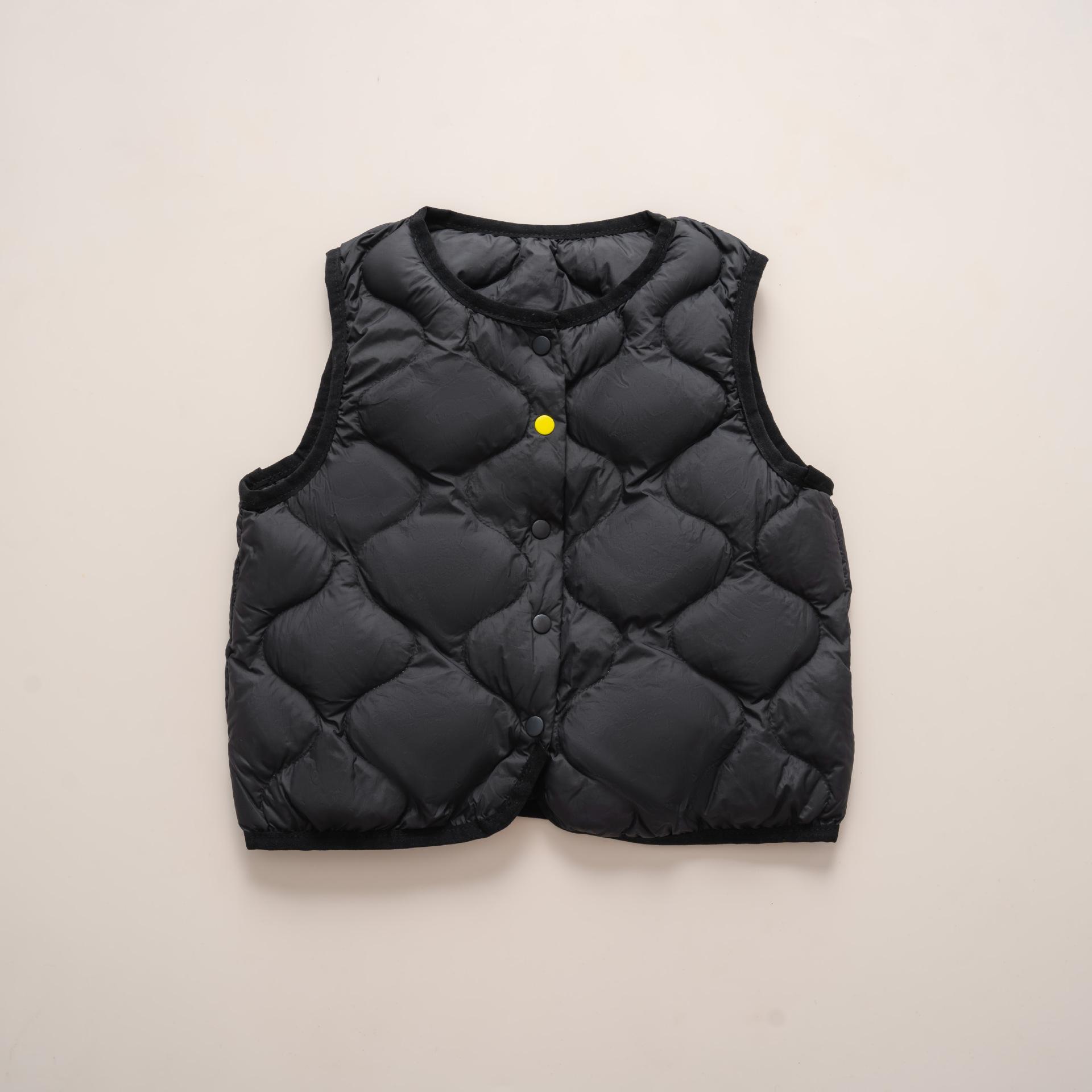 

Down jacket autumn new children s clothing light and thin children s down vest vest wear short collarless warm 160cm чорний