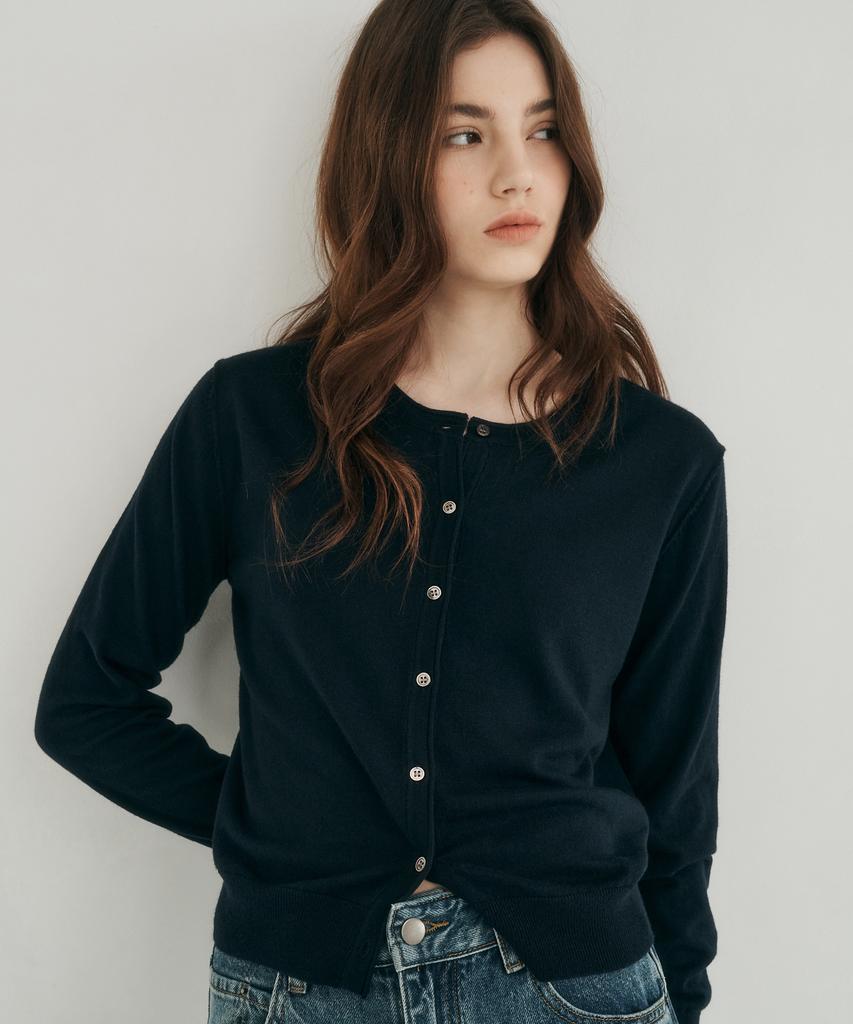 Lossyrow Round Button Cardigan Navy