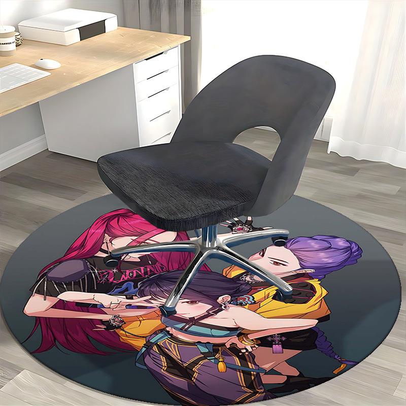 

1pc Anime Design Round Carpet - Office Chair Mat for Fans of The Three Characters with Cool LADY NINJA Print 80cm