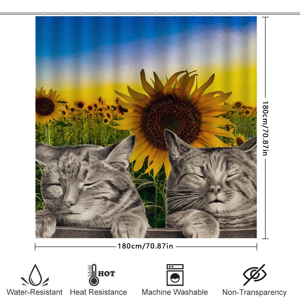 Kolorowa Kwiatowa Zasłona Prysznicowa Nowoczesna Dekoracja Łazienki Do Domu Pomarańczowe Żółte Kwiaty Wodoodporna Tkanina 180Gsm Rozmiar: L72 X W72 cali