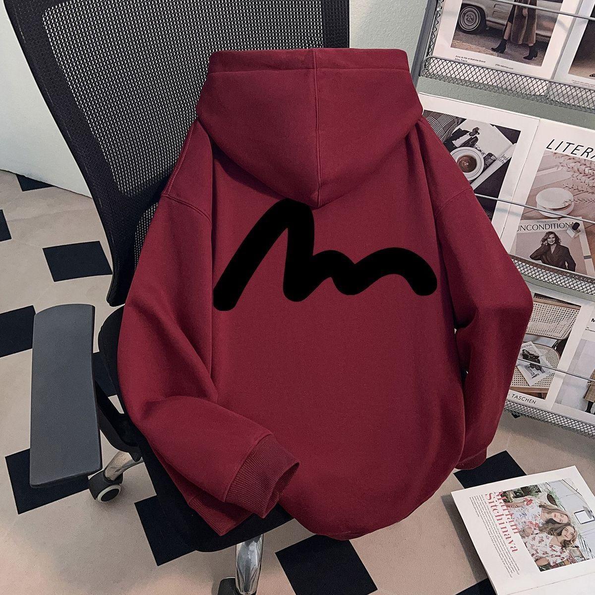 Men s 2025 Autumn/Winter Velvet Letter Print Hooded Sweatshirt - Teen & Couple Loose Fit Sportswear. 3XL
