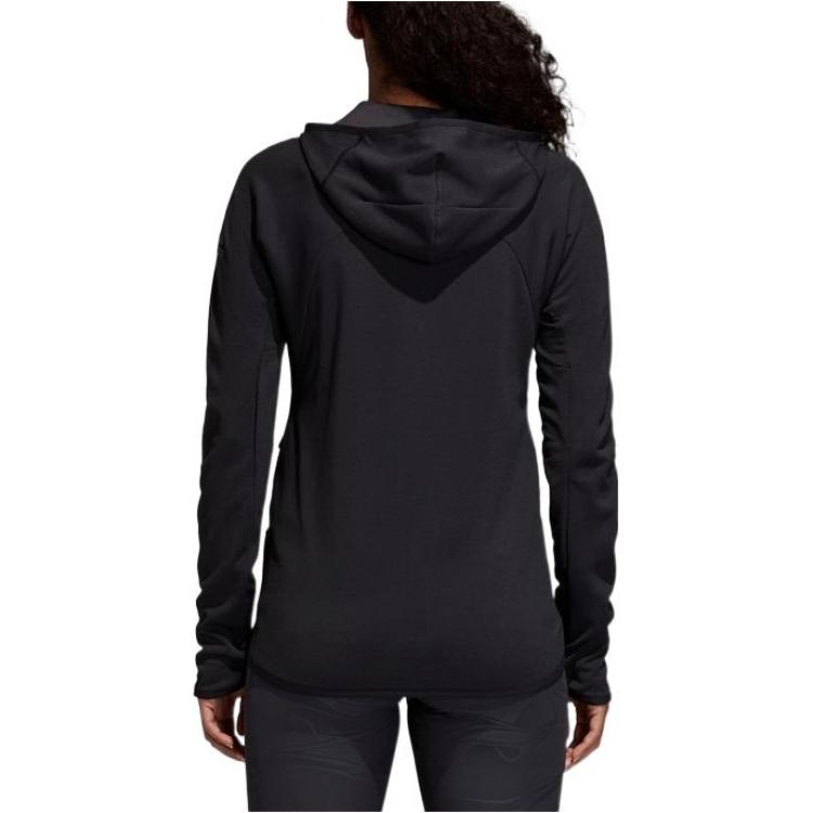 Adidas Jachetă Sport cu Glugă și Fermoar Culoare Solidă Jachete Femei Negru CZ8075