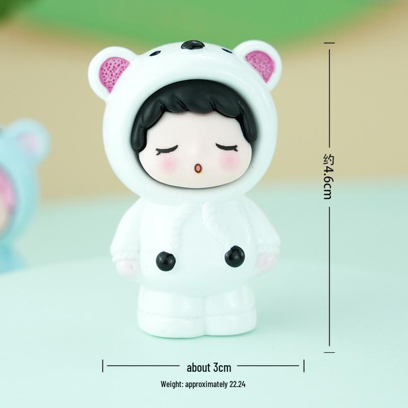 Mengli Little Bear Resin Desktop Ornament - Cute, Trendy Cartoon Decoration for Home or Office