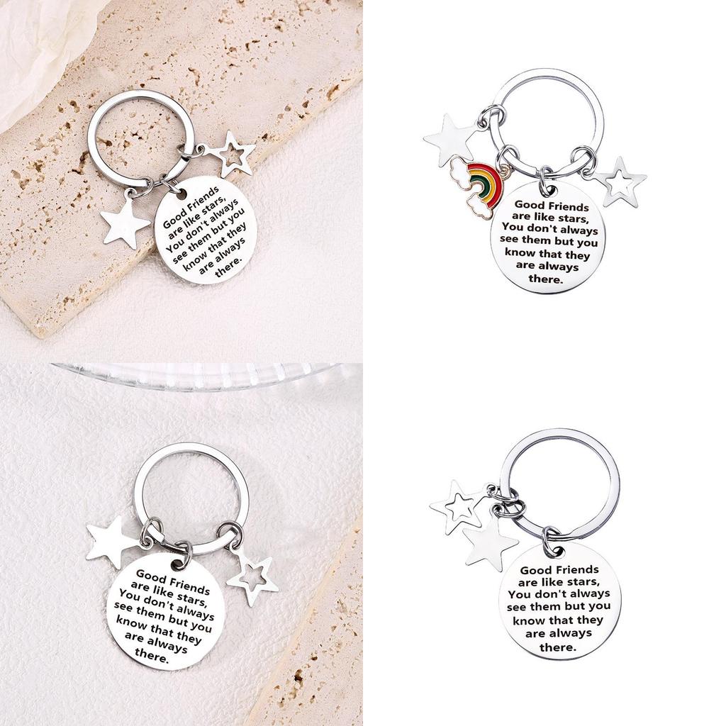 Unique Friendship Gift Stainless Steel Keychain With Star Design For Birthdays And Parties
