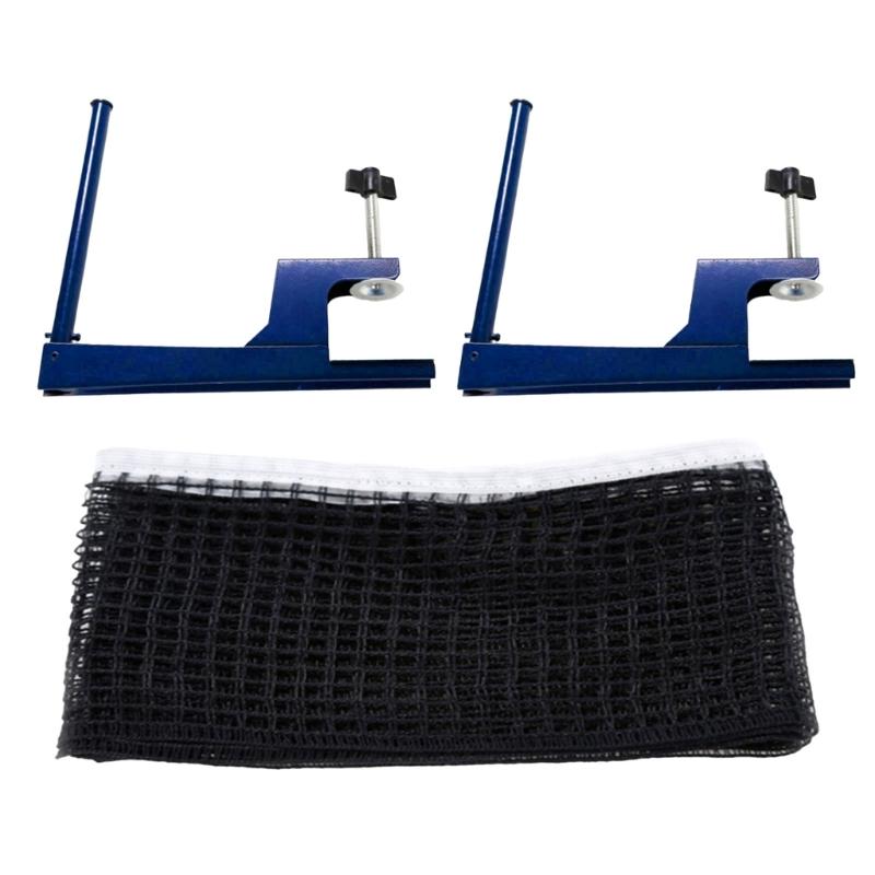 Table Tennis Net and Post Set Folding PingPong Mesh Net Clip Adjustable Screw Clamp Post Table Tennis Accessories