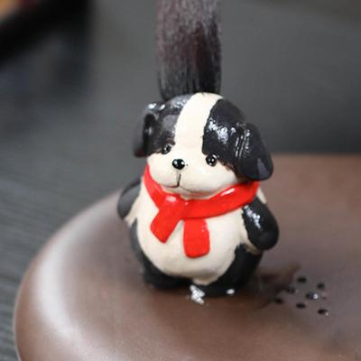 Desk Mini Dog Sculpture Miniature Statue Adorable Ornament Clay Figurine for Living Room