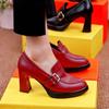 Pointed High Heels Women'S Shoes  Spring New Needle Buckle Waterproof Platform Heel Deep Mouth Women'S Leather Shoes Trafza