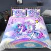 Unicorn Soft Duvet Cover Purple Pink Carton Dream Warm Comforter Cover Set Women Stars Rainbow Rhinestone Beding Set for Tenage Young Girls