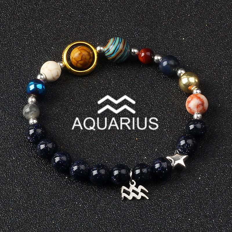 Solar System Galaxy Planets Bracelets for Women Women Zodiac Virgo Cancer Leo Libra 12 Constellation Charm Bracelet Jewelry Gift