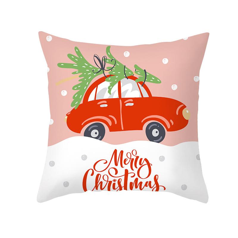 Christmas Pillow Case Wish Cartoon Print Peach Skin Christmas Pillow Home Sofa Cushion