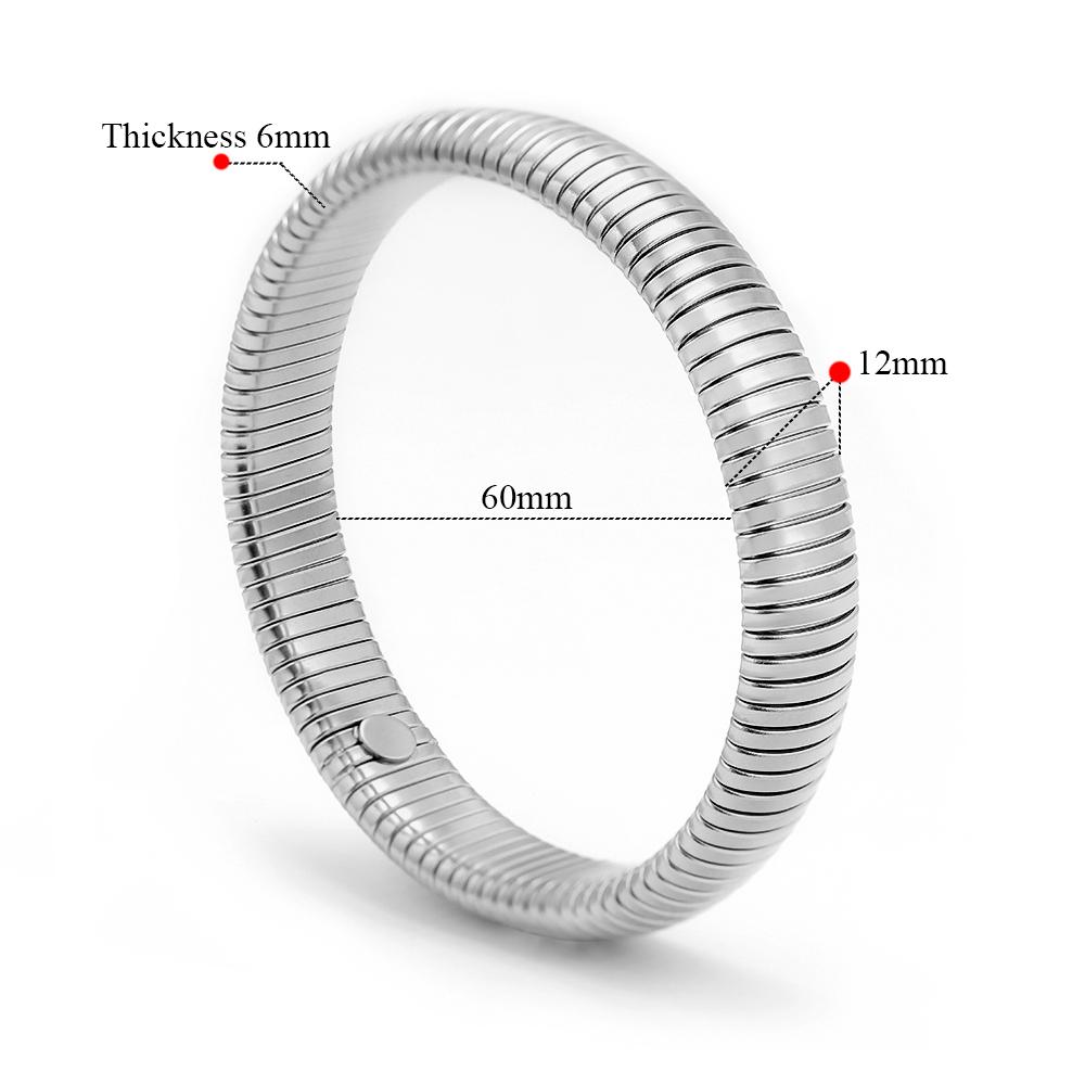 1pc 18k Gold Plated Stainless Steel Bracelet Vintage Elastic Polishing Bangle for Women Girl Fashion Aesthetic Jewelry Wholesale