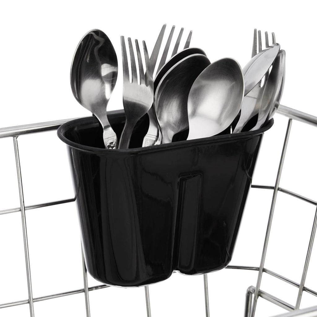 Stainless Steel Dish Drainer with Drain Tray | Detachable Cutlery Stand | Utensil Drying Basket Stand